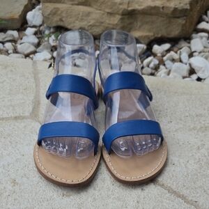 Antica Positano Leather Sandals Blue Size 4.5